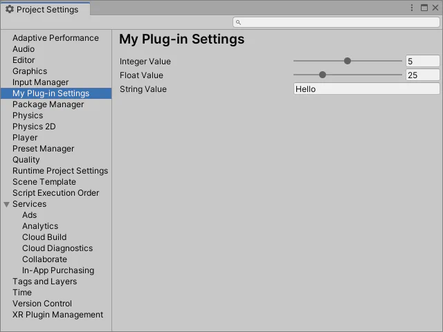 Custom editor settings for Unity.