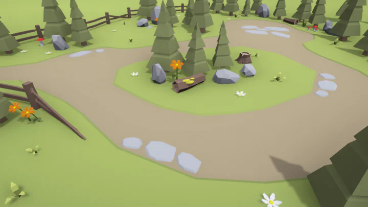 Example scene using the flat shaded (low poly) shader.